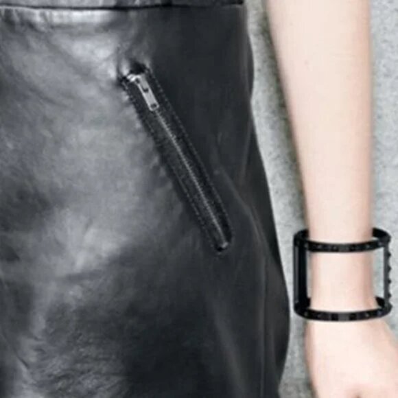 Halogen NORDSTROM New Leather & Ponte Knit Shift Dress ESPRESSO BLACK Womens XLP - Picture 5 of 16